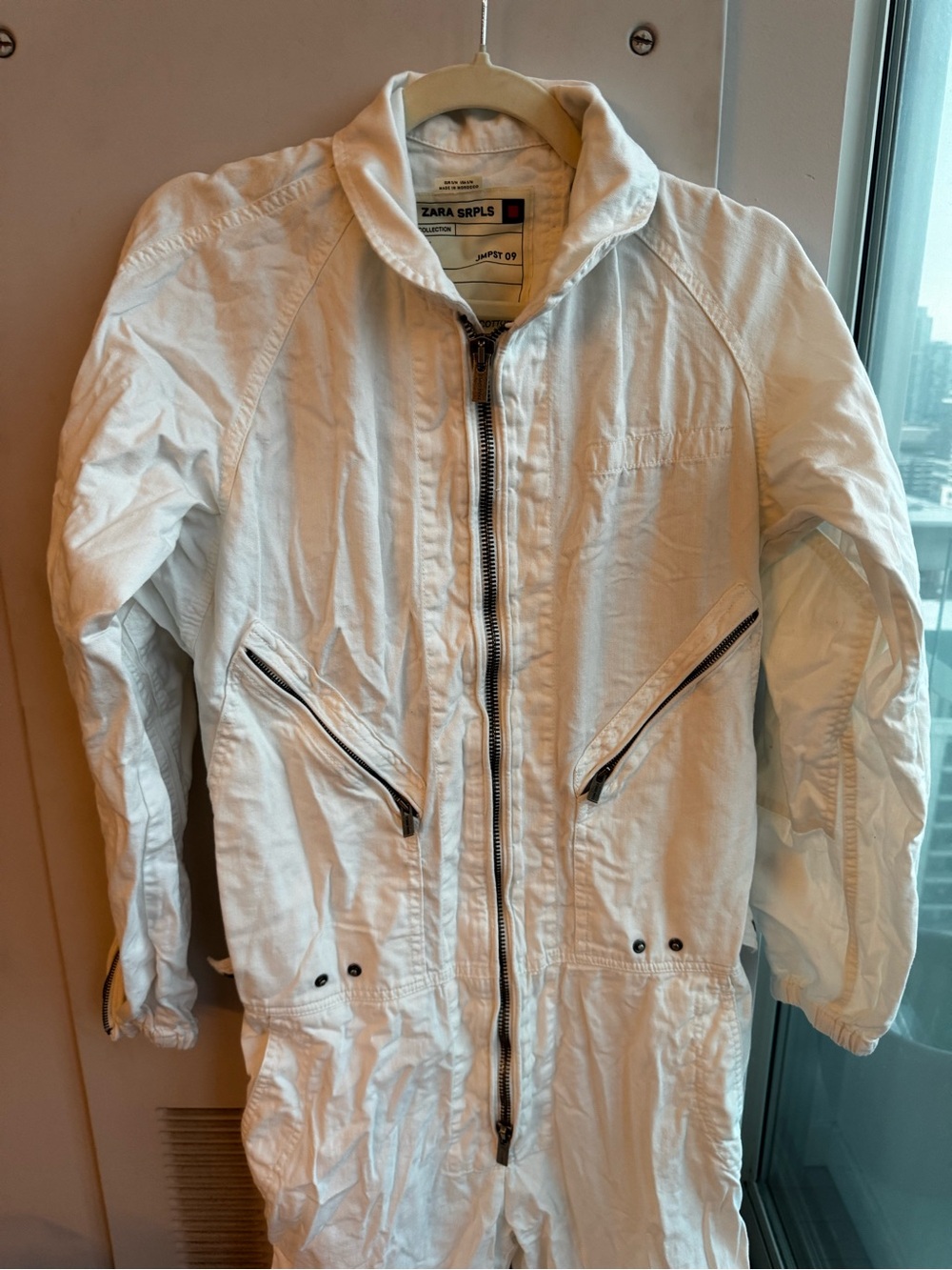 Zara‎ SRPLS Utility Jumpsuit White Zip Front Sz S/M - Picture 3 of 10